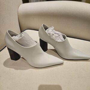 Zara White Block Heel Shoes